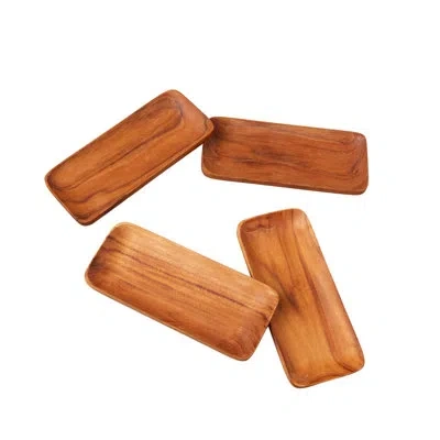 Be Home Teak Small Trays, Set Of 4 In Beige