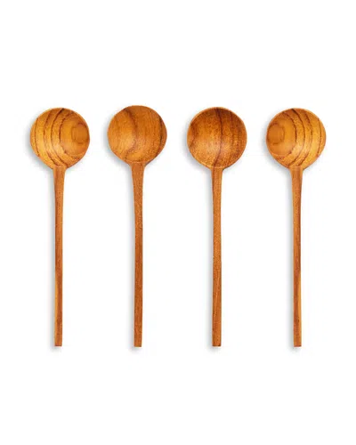 Be Home Teak Thin Spoons, Set Of 4 In Brown