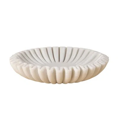 Be Home Waterloo Marble Bowl, Large In White