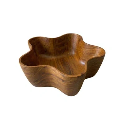 Be Home Wave Wood Bowl In Brown