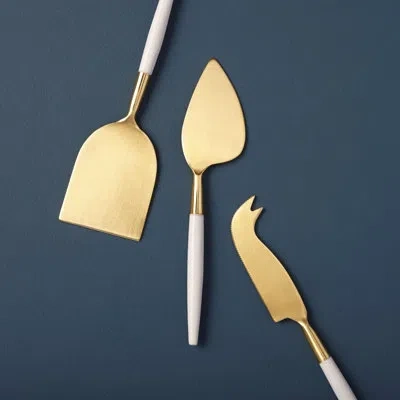 Be Home White & Gold Cheese Knife Set Of 3