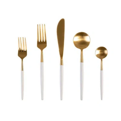 Be Home White And Gold Flatware Set