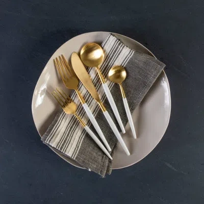 Be Home White & Gold Flatware Set