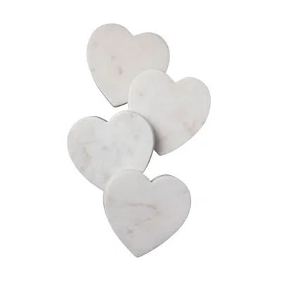 Be Home White Marble Heart Coasters, Set Of 4