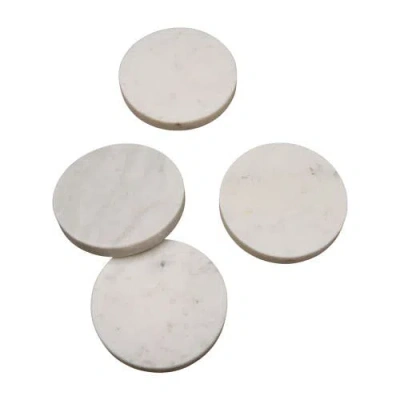 Be Home White Marble Round Coasters