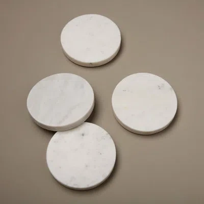 Be Home White Marble Round Coasters, Set Of 4