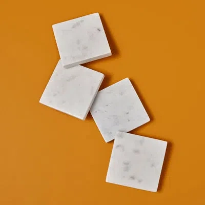 Be Home White Marble Square Coasters, Set Of 4