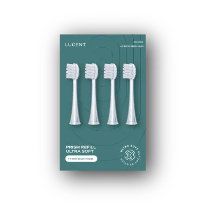 Be Lucent Prism Sonic Toothbrush Heads, 4 Pack In White