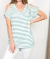 Be Stage Stripped Dolman Top In Mint In Multi