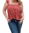 Be Stage Woven Top In Brick/white Dots In Orange