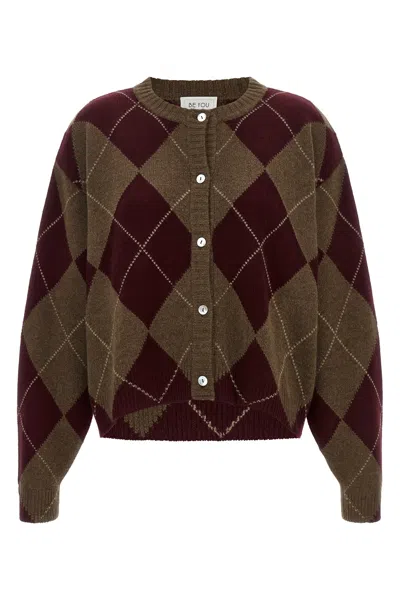 Be You Bordeaux Brown Diamond Cardigan