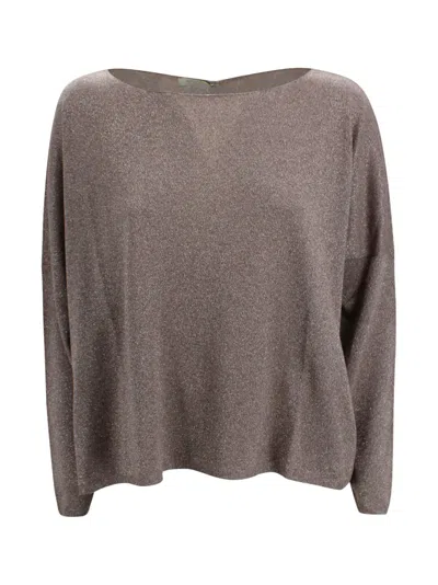 Be You Be My Hope Lurex Round-neck Sweater In Gray