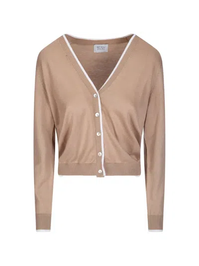 Be You Contrast Trim V-neck Cardigan In Nude