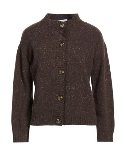 Be You By Geraldine Alasio Woman Cardigan Brown Size Xl Wool, Cashmere