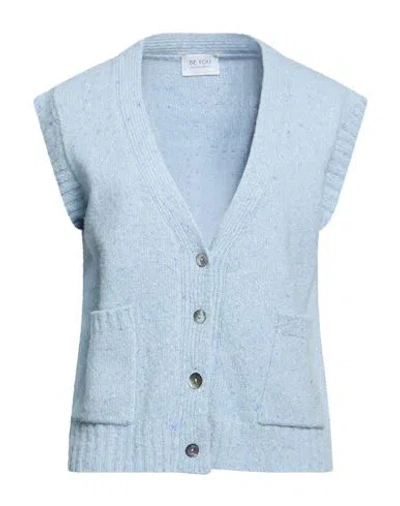 Be You By Geraldine Alasio Woman Cardigan Sky Blue Size L Wool, Cashmere