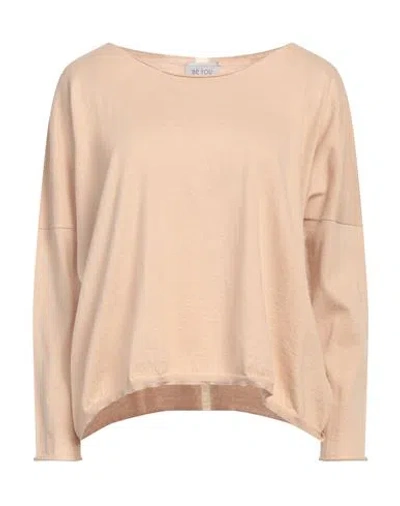 Be You By Geraldine Alasio Woman Sweater Sand Size M Cotton, Cashmere In Beige
