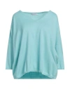 Be You By Geraldine Alasio Woman Sweater Turquoise Size S Cotton, Cashmere