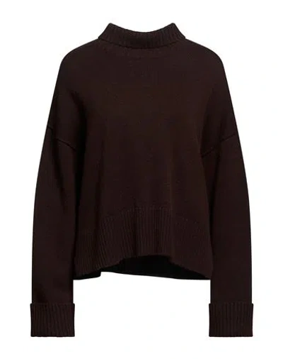 Be You By Geraldine Alasio Woman Turtleneck Dark Brown Size M Cashmere
