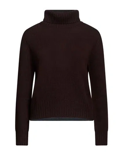 Be You By Geraldine Alasio Woman Turtleneck Dark Brown Size M Cashmere
