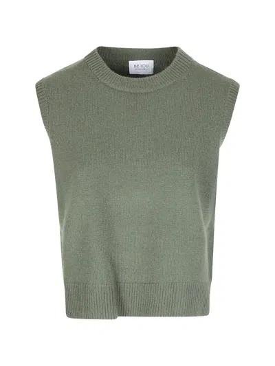 Be You Cashmere Knitted Vest In Green