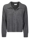 Be You Cashmere Polo Sweater With V-neckline And Comfortable Fit In Gray