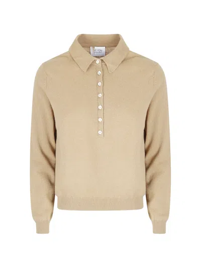 Be You Cashmere Polo-collar Sweater In Neutral