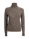 Be You Cashmere Turtleneck Sweater With A Mottled Knit In Animal Print