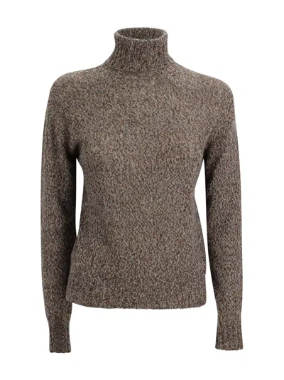 Be You Cashmere Turtleneck Sweater With A Mottled Knit In Animal Print