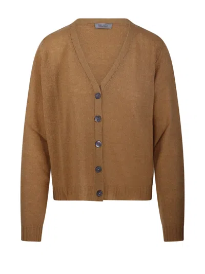 Be You Classic V-neck Cashmere Cardigan In Brown