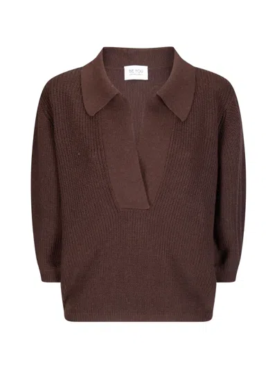 Be You Collared Sweater In Brown