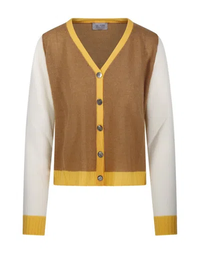 BE YOU COLOR-BLOCK CASHMERE CARDIGAN WITH V-NECKLINE