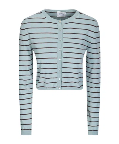 Be You Crew Neck Cardigan In Blue