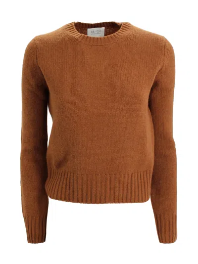Be You Crew Neck Cashmere Sweater In Brown