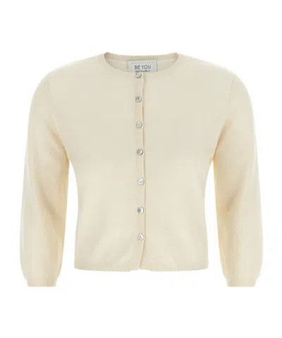 Be You Crew-neck Cardigan In Neutral