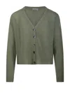 Be You Cropped Cashmere Cardigan With V-neckline In Green