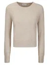 Be You Fine Knit Cashmere Crewneck Sweater With Short Comfortable Fit In Neutral