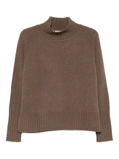 Be You High-neck Ribbed Jumper In Brown