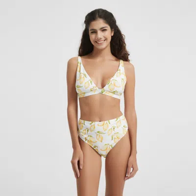 Be You High Waist High Leg Bikini Bottoms Womens In Lemon Print