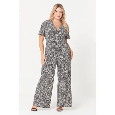 Be You Ladies Mono Wide Leg Printed Jumpsuit In Black/white
