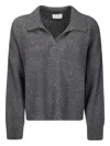 Be You Cashmere Polo Sweater With V-neckline And Comfortable Fit In Gray