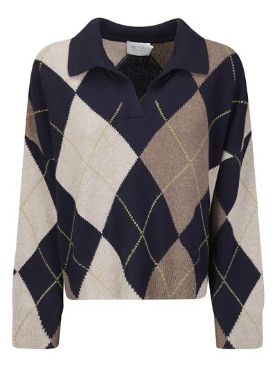 Be You Polo-style Cashmere Sweater With Contrasting Collar In Black