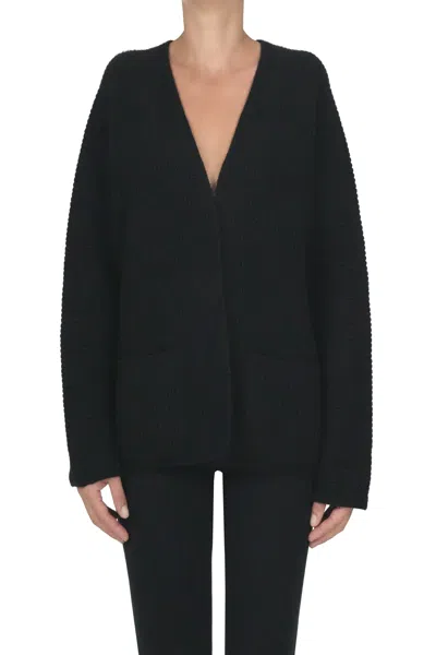 Be You Ribbed Cashmere Knit Cardigan In Black
