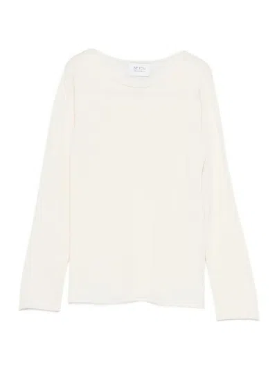 Be You Round Neck Collar Sweater In White