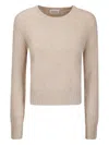 Be You Fine Knit Cashmere Crewneck Sweater With Short Comfortable Fit In Neutral
