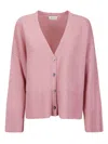 Be You Short Cashmere Cardigan With Front Buttons And V-neckline In Pink