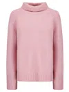 Be You Short Cashmere Turtleneck Sweater With Side Slits In Pink