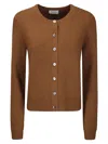 Be You Short Fit Cashmere Cardigan With Contrast Mother-of-pearl Buttons In Brown