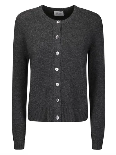 Be You Short-fit Cashmere Cardigan With Mother-of-pearl Effect Buttons In Black