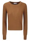 Be You Short-fit Cashmere Crew Neck Sweater With Cozy Texture In Brown