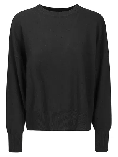 Be You Short-fit Cashmere Sweater With Diamond Pattern And Round Neckline In Black